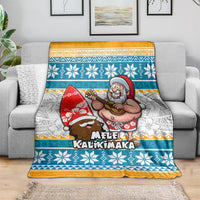 Hawaii Mele Kalikimaka Blanket Funny Santa and Coconut Mix Kakau Pattern LT03 - Polynesian Pride