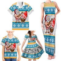 Hawaii Mele Kalikimaka Family Matching Tank Maxi Dress and Hawaiian Shirt Funny Santa and Coconut Mix Kakau Pattern LT03 - Polynesian Pride