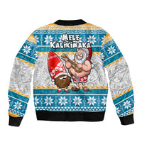 Hawaii Mele Kalikimaka Sleeve Zip Bomber Jacket Funny Santa and Coconut Mix Kakau Pattern LT03 - Polynesian Pride