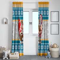 Hawaii Mele Kalikimaka Window Curtain Funny Santa and Coconut Mix Kakau Pattern LT03 - Polynesian Pride
