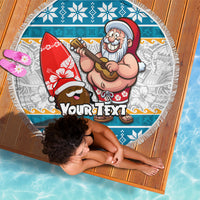 Custom Hawaii Mele Kalikimaka Beach Blanket Funny Santa and Coconut Mix Kakau Pattern LT03 - Polynesian Pride