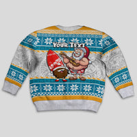 Custom Hawaii Mele Kalikimaka Kid Ugly Christmas Sweater Funny Santa and Coconut Mix Kakau Pattern LT03 - Polynesian Pride