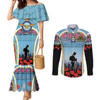 Royal New Zealand Air Force ANZAC Day Couples Matching Mermaid Dress and Long Sleeve Button Shirt Te Tauaarangi o Aotearoa LT03 Blue - Polynesian Pride
