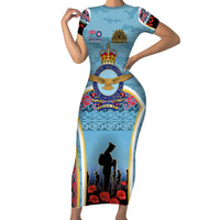 Royal New Zealand Air Force ANZAC Day Family Matching Short Sleeve Bodycon Dress and Hawaiian Shirt Te Tauaarangi o Aotearoa LT03 Mom's Dress Blue - Polynesian Pride