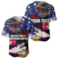 United States and American Samoa Baseball Jersey Bald Eagle Rose and Hibiscus Flower