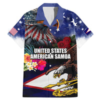 United States and American Samoa Family Matching Mermaid Dress and Hawaiian Shirt Bald Eagle Rose and Hibiscus Flower