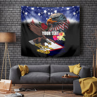 Personalised United States and American Samoa Tapestry Bald Eagle Rose and Hibiscus Flower