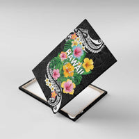 Hawaii Aloha Tropical Leaves and Flower Canvas Wall Art with Polynesian Art Tattoo Black Color - Polynesian Pride