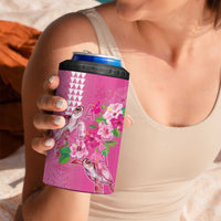 Hawaii Aloha Turtle Hibiscus and Leaves 4 in 1 Can Cooler Tumbler with Polynesian and Kakau Tattoos Rose Color - Polynesian Pride