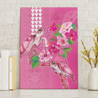 Hawaii Aloha Turtle Hibiscus and Leaves Canvas Wall Art with Polynesian and Kakau Tattoos Rose Color - Polynesian Pride