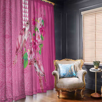 Hawaii Aloha Turtle Hibiscus and Leaves Window Curtain with Polynesian and Kakau Tattoos Rose Color - Polynesian Pride