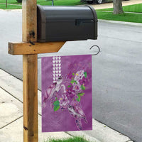 Hawaii Aloha Turtle Hibiscus and Leaves Garden Flag with Polynesian and Kakau Tattoos Lilac Color - Polynesian Pride