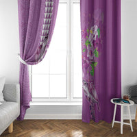 Hawaii Aloha Turtle Hibiscus and Leaves Window Curtain with Polynesian and Kakau Tattoos Lilac Color - Polynesian Pride