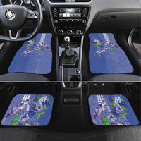 Hawaii Aloha Turtle Hibiscus and Leaves Car Mats with Polynesian and Kakau Tattoos Denim Color - Polynesian Pride