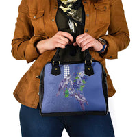 Hawaii Aloha Turtle Hibiscus and Leaves Shoulder Handbag with Polynesian and Kakau Tattoos Denim Color - Polynesian Pride