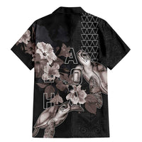 Hawaii Aloha Turtle Hibiscus and Leaves Family Matching Mermaid Dress and Hawaiian Shirt with Polynesian and Kakau Tattoos Black Color - Polynesian Pride