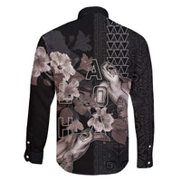 Hawaii Aloha Turtle Hibiscus and Leaves Family Matching Mermaid Dress and Hawaiian Shirt with Polynesian and Kakau Tattoos Black Color - Polynesian Pride