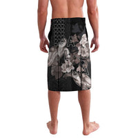 Hawaii Aloha Turtle Hibiscus and Leaves Lavalava with Polynesian and Kakau Tattoos Black Color - Polynesian Pride