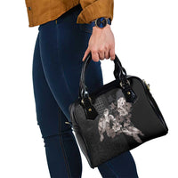 Hawaii Aloha Turtle Hibiscus and Leaves Shoulder Handbag with Polynesian and Kakau Tattoos Black Color - Polynesian Pride