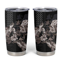 Hawaii Aloha Turtle Hibiscus and Leaves Tumbler Cup with Polynesian and Kakau Tattoos Black Color - Polynesian Pride