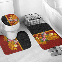 Papua New Guinea Independence Day Bathroom Set Birds-of-Paradise Melanesian Tattoos Tropical Plants LT03 Mat Set Only (3 pcs) One Size Multicolor - Polynesian Pride