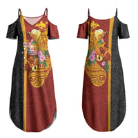 Papua New Guinea Independence Day Couples Matching Summer Maxi Dress and Hawaiian Shirt Birds-of-Paradise Melanesian Tattoos Tropical Plants LT03 - Polynesian Pride