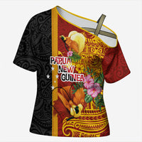 Papua New Guinea Independence Day Cross Shoulder Shirt Birds-of-Paradise Melanesian Tattoos Tropical Plants LT03 Female Multicolor - Polynesian Pride