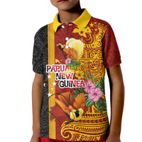 Papua New Guinea Independence Day Kid Polo Shirt Birds-of-Paradise Melanesian Tattoos Tropical Plants LT03 Kid Multicolor - Polynesian Pride