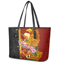 Papua New Guinea Independence Day Leather Tote Bag Birds-of-Paradise Melanesian Tattoos Tropical Plants LT03 - Polynesian Pride