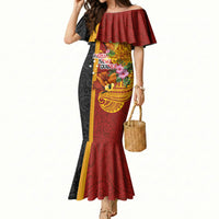 Papua New Guinea Independence Day Mermaid Dress Birds-of-Paradise Melanesian Tattoos Tropical Plants LT03 Women Multicolor - Polynesian Pride