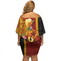 Papua New Guinea Independence Day Off Shoulder Short Dress Birds-of-Paradise Melanesian Tattoos Tropical Plants LT03 - Polynesian Pride