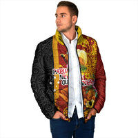 Papua New Guinea Independence Day Padded Jacket Birds-of-Paradise Melanesian Tattoos Tropical Plants LT03 - Polynesian Pride
