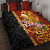 Papua New Guinea Independence Day Quilt Bed Set Birds-of-Paradise Melanesian Tattoos Tropical Plants LT03 Multicolor - Polynesian Pride