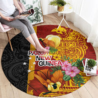 Papua New Guinea Independence Day Round Carpet Birds-of-Paradise Melanesian Tattoos Tropical Plants LT03 - Polynesian Pride