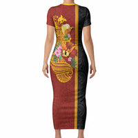 Papua New Guinea Independence Day Short Sleeve Bodycon Dress Birds-of-Paradise Melanesian Tattoos Tropical Plants LT03 - Polynesian Pride