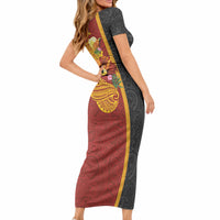 Papua New Guinea Independence Day Short Sleeve Bodycon Dress Birds-of-Paradise Melanesian Tattoos Tropical Plants LT03 - Polynesian Pride