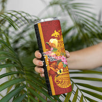 Papua New Guinea Independence Day Skinny Tumbler Birds-of-Paradise Melanesian Tattoos Tropical Plants LT03 - Polynesian Pride