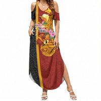 Papua New Guinea Independence Day Summer Maxi Dress Birds-of-Paradise Melanesian Tattoos Tropical Plants LT03 Women Multicolor - Polynesian Pride