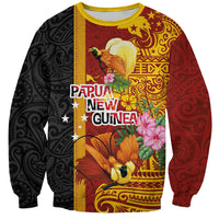 Papua New Guinea Independence Day Sweatshirt Birds-of-Paradise Melanesian Tattoos Tropical Plants LT03 Unisex Multicolor - Polynesian Pride