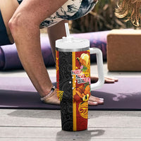 Papua New Guinea Independence Day Tumbler With Handle Birds-of-Paradise Melanesian Tattoos Tropical Plants LT03 - Polynesian Pride