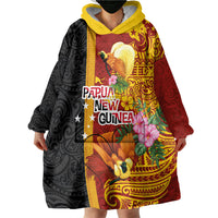 Papua New Guinea Independence Day Wearable Blanket Hoodie Birds-of-Paradise Melanesian Tattoos Tropical Plants LT03 - Polynesian Pride