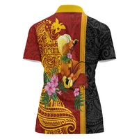 Papua New Guinea Independence Day Women Polo Shirt Birds-of-Paradise Melanesian Tattoos Tropical Plants LT03 - Polynesian Pride