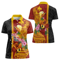 Papua New Guinea Independence Day Women Polo Shirt Birds-of-Paradise Melanesian Tattoos Tropical Plants LT03 - Polynesian Pride