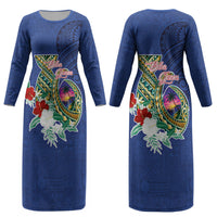 Guam Chamorro Couples Matching Long Sleeve Bodycon Dress and Hawaiian Shirt Tribal Latte Stone and Seal Artwork Polynesian Patterns LT03 - Polynesian Pride