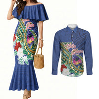 Guam Chamorro Couples Matching Mermaid Dress and Long Sleeve Button Shirt Tribal Latte Stone and Seal Artwork Polynesian Patterns LT03 Multicolor - Polynesian Pride