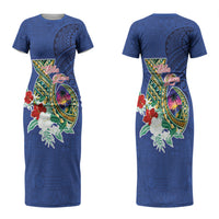 Guam Chamorro Couples Matching Short Sleeve Bodycon Dress and Hawaiian Shirt Tribal Latte Stone and Seal Artwork Polynesian Patterns LT03 - Polynesian Pride
