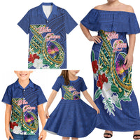 Guam Chamorro Family Matching Off Shoulder Maxi Dress and Hawaiian Shirt Tribal Latte Stone and Seal Artwork Polynesian Patterns LT03 - Polynesian Pride