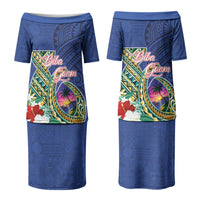 Guam Chamorro Family Matching Puletasi and Hawaiian Shirt Tribal Latte Stone and Seal Artwork Polynesian Patterns LT03 Mom's Dress Multicolor - Polynesian Pride
