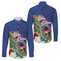 Guam Chamorro Family Matching Puletasi and Hawaiian Shirt Tribal Latte Stone and Seal Artwork Polynesian Patterns LT03 Dad's Shirt - Long Sleeve Multicolor - Polynesian Pride