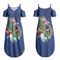 Guam Chamorro Family Matching Summer Maxi Dress and Hawaiian Shirt Tribal Latte Stone and Seal Artwork Polynesian Patterns LT03 Mom's Dress Multicolor - Polynesian Pride